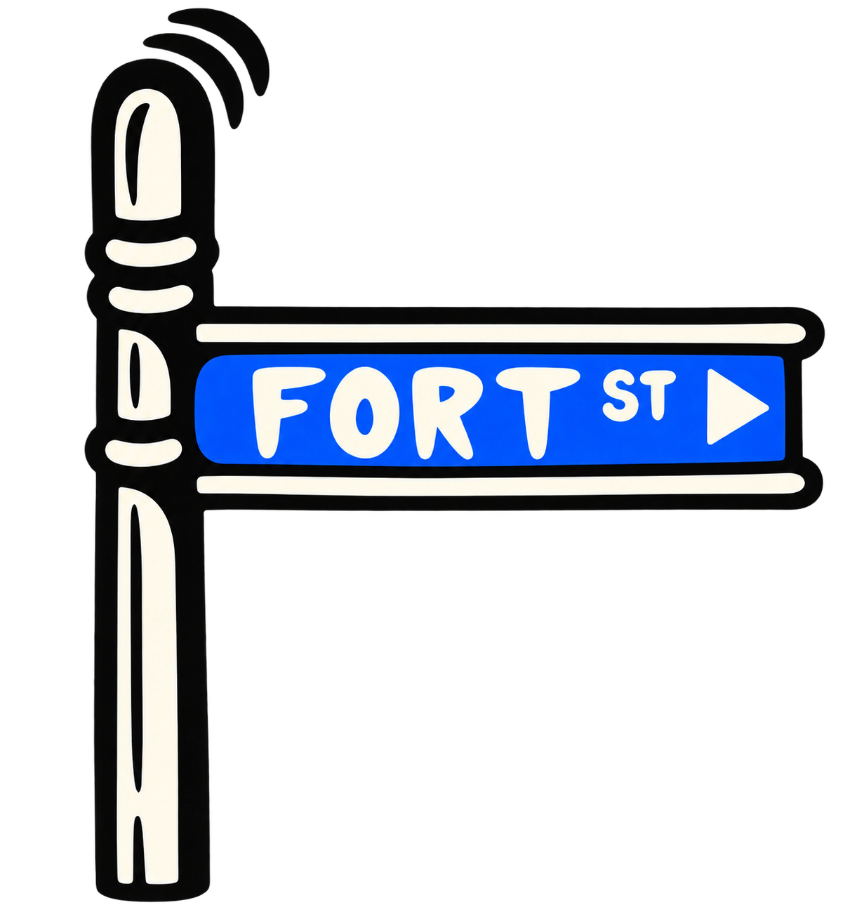 Illustrated Fort Street signpost